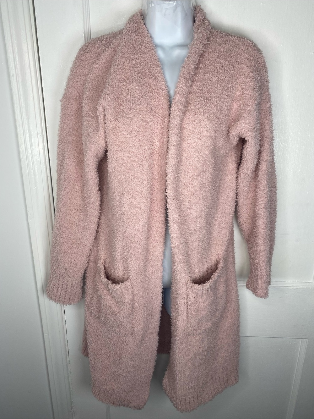 Cozy Blush Pink Fuzzy Cardigan Sweater